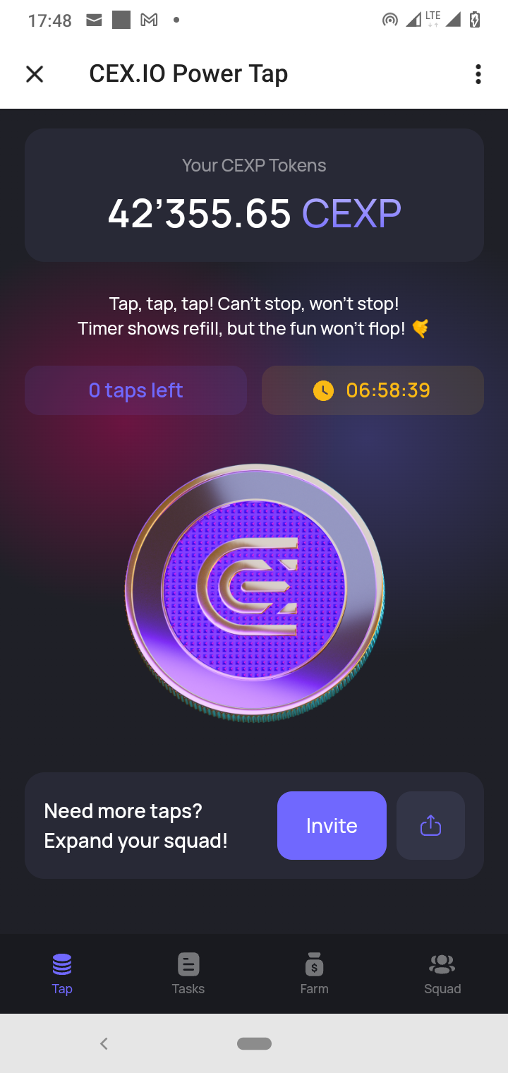 Tap to Earn CEXP Token